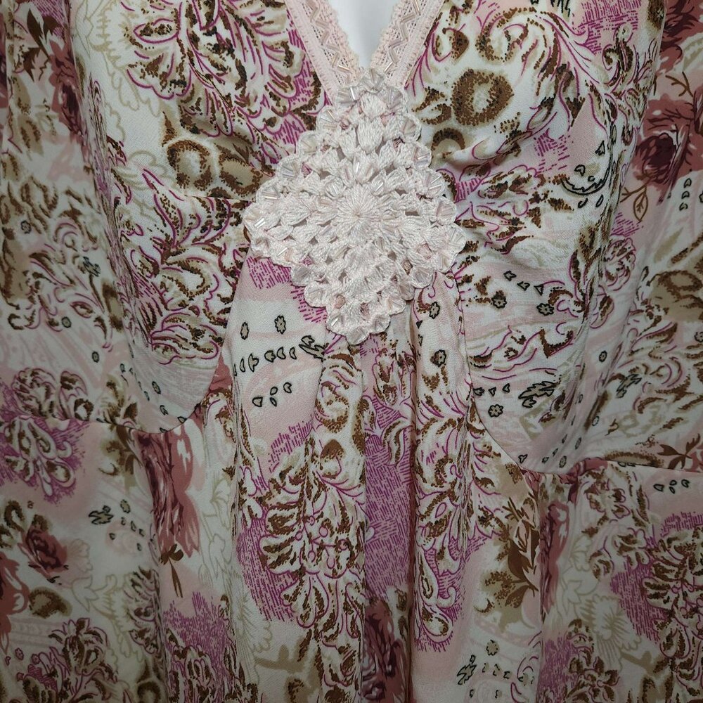 ❤️ 4/$20 Denim 24/7 top Women's 26W floral embellished blouse embroidery beaded - Picture 4 of 16